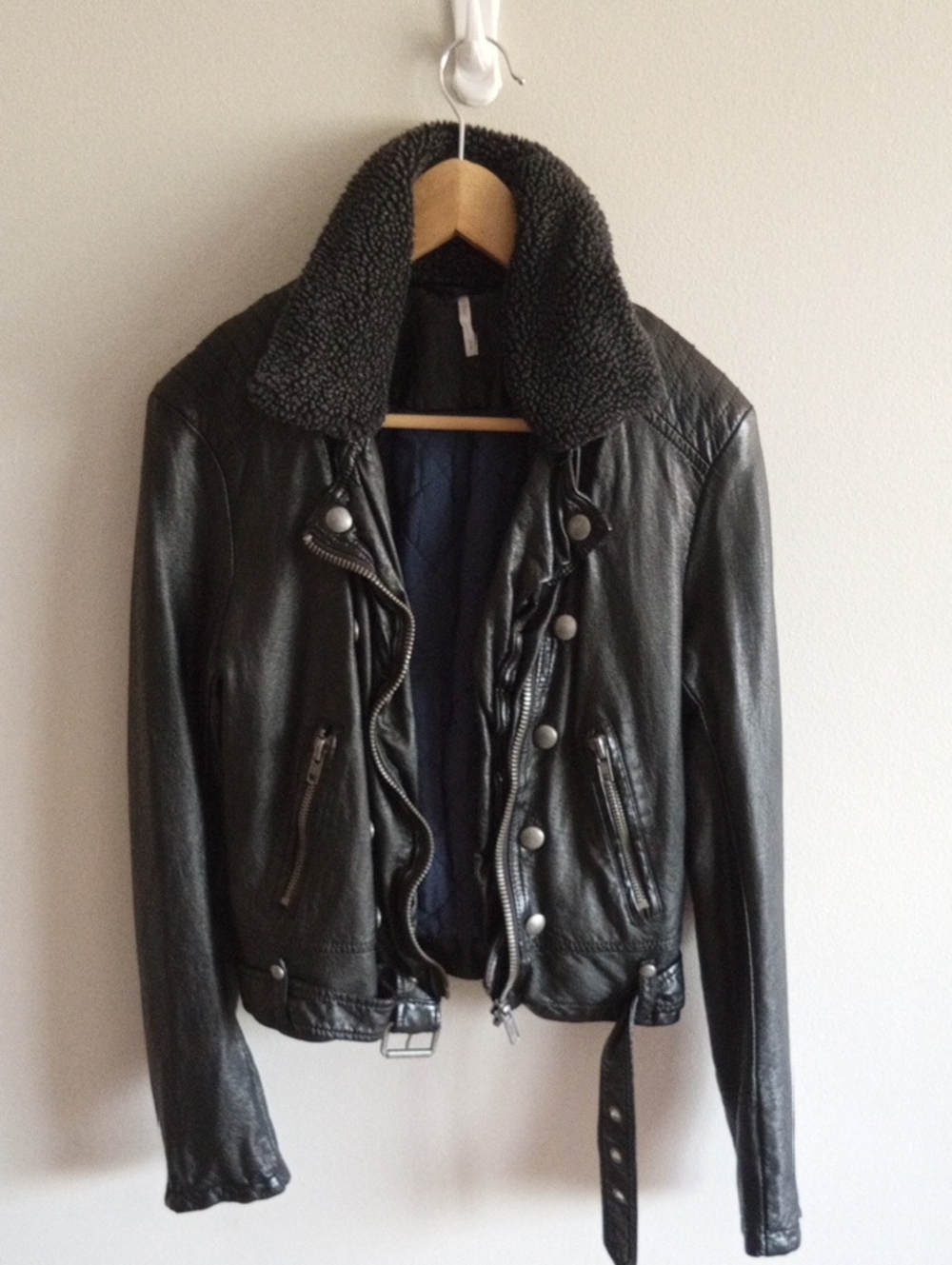 Free People Asheville Vegan Leather Moto Jacket Size Medium
